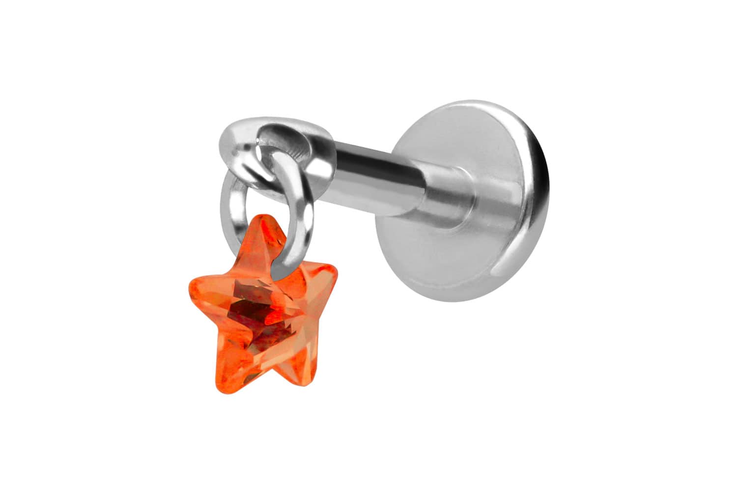 Titan Labret Piercing mit Innengewinde KRISTALLSTERN